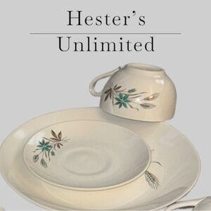 Vintage Georgian -Canadian Wheat ,Turquoise Brown China ( 12pc).